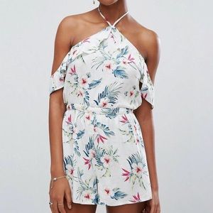 Halter Cold Shoulder Romper Never Worn